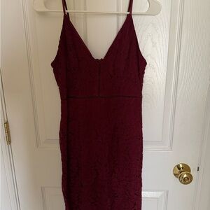 Elegant Burgundy Lace Dress